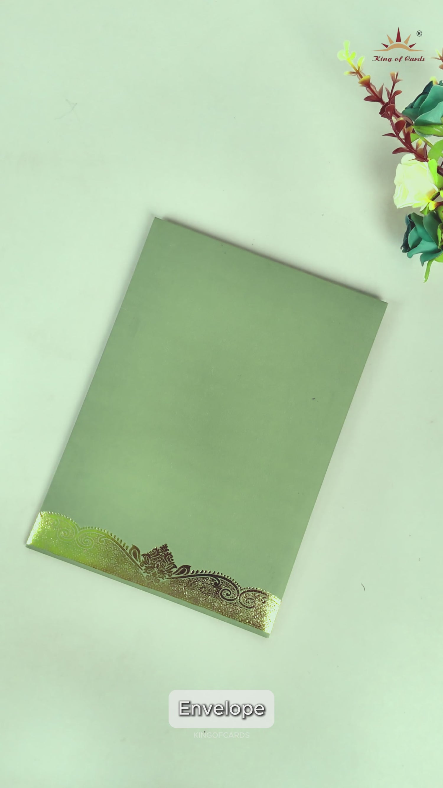 Green Gold Floral Wedding Card - KNCM024N