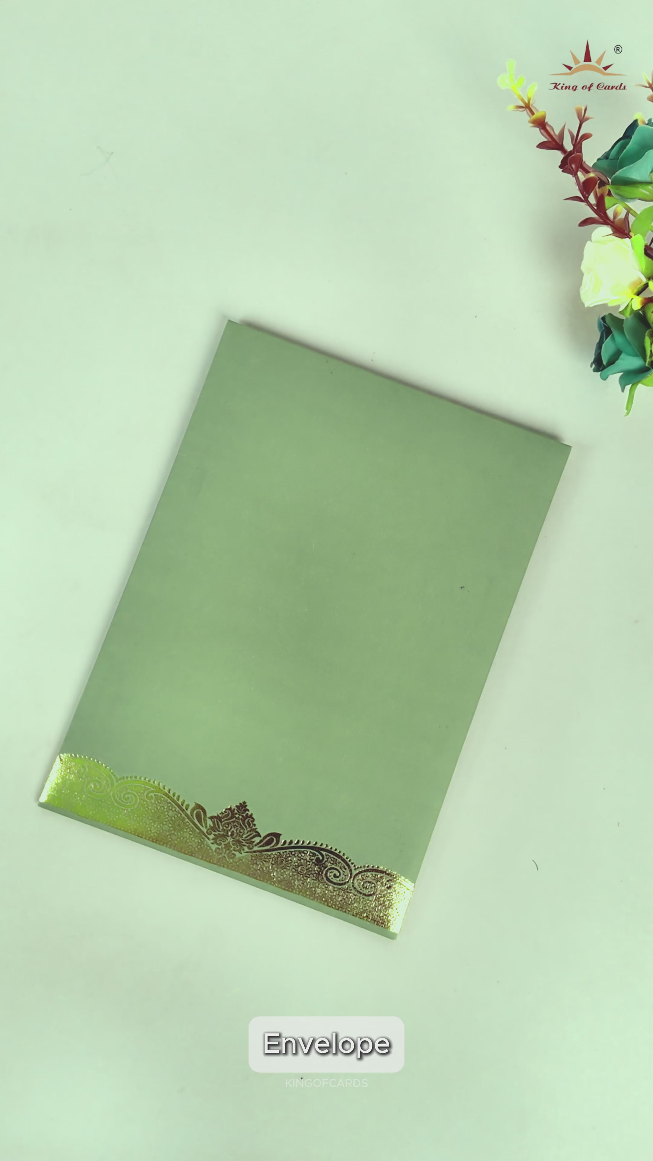 Green Gold Floral Wedding Card - KNCM024N