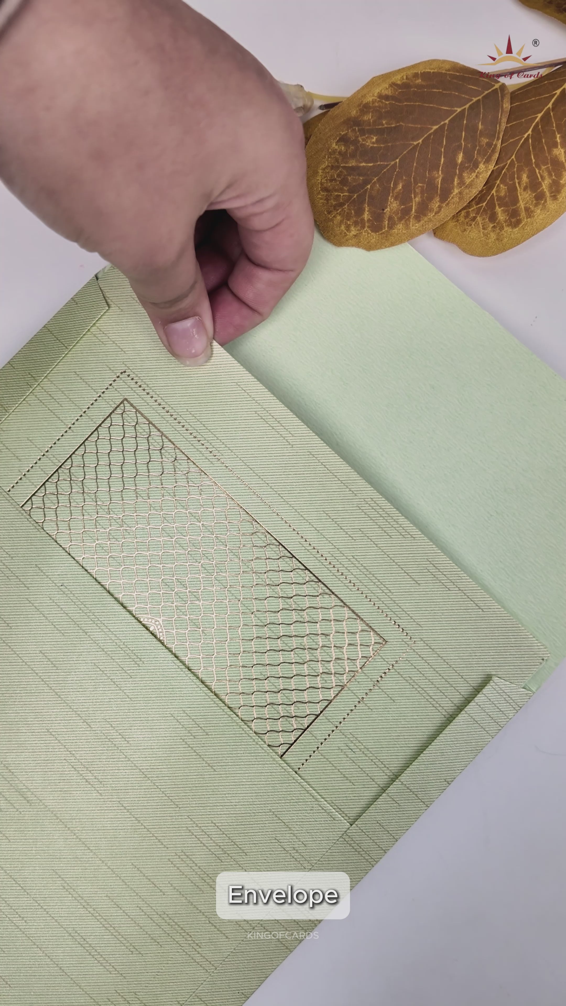 Green Gold Foiled Floral Wedding Card-KNRM7085N