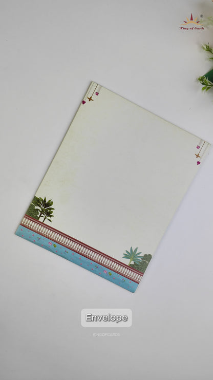Cream South Indian Temple Door Style Wedding Invitation - KNKJ1167