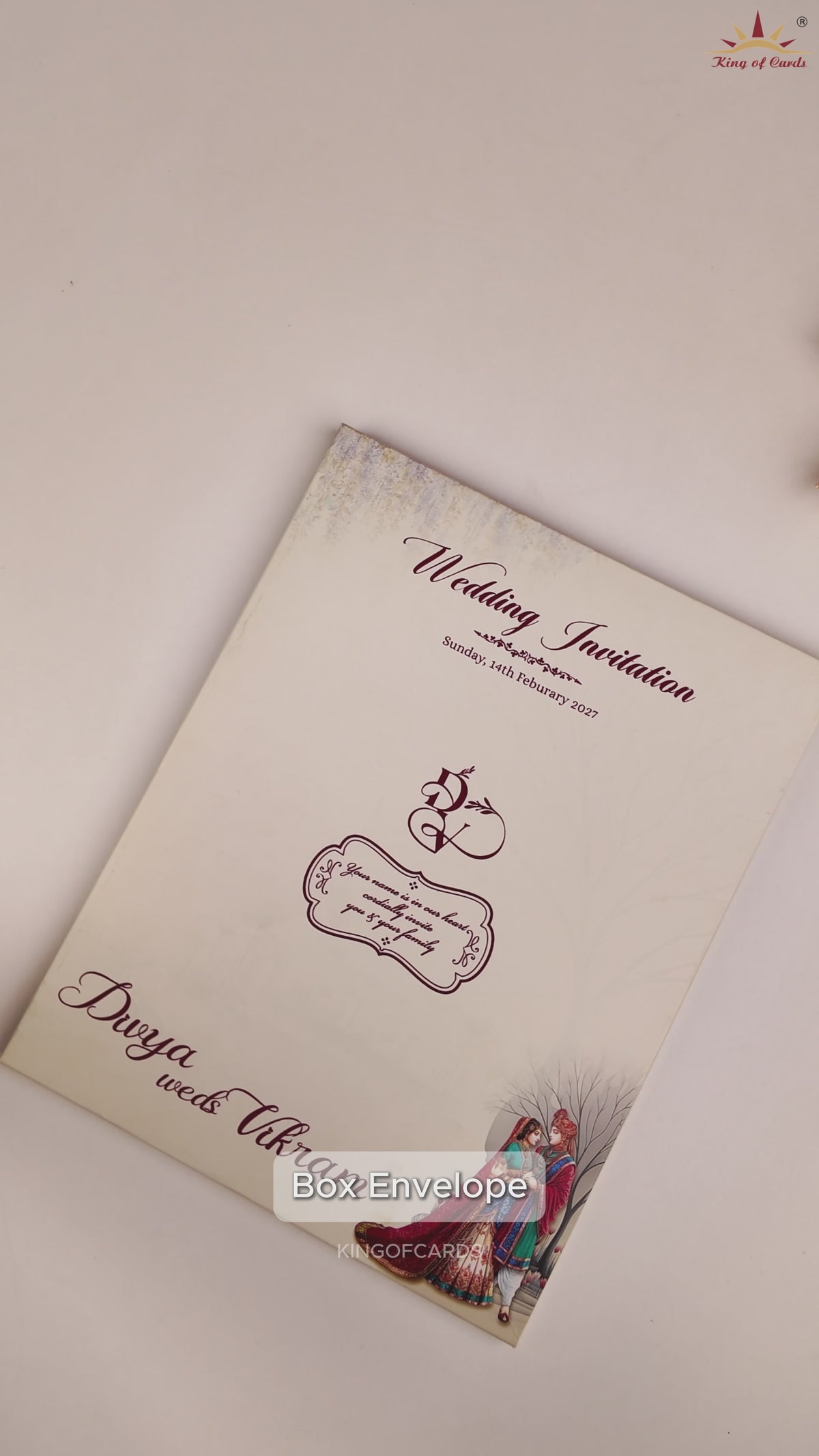 Grey Bride Groom Floral  Door Style Wedding Invitation Card - KNKN6325