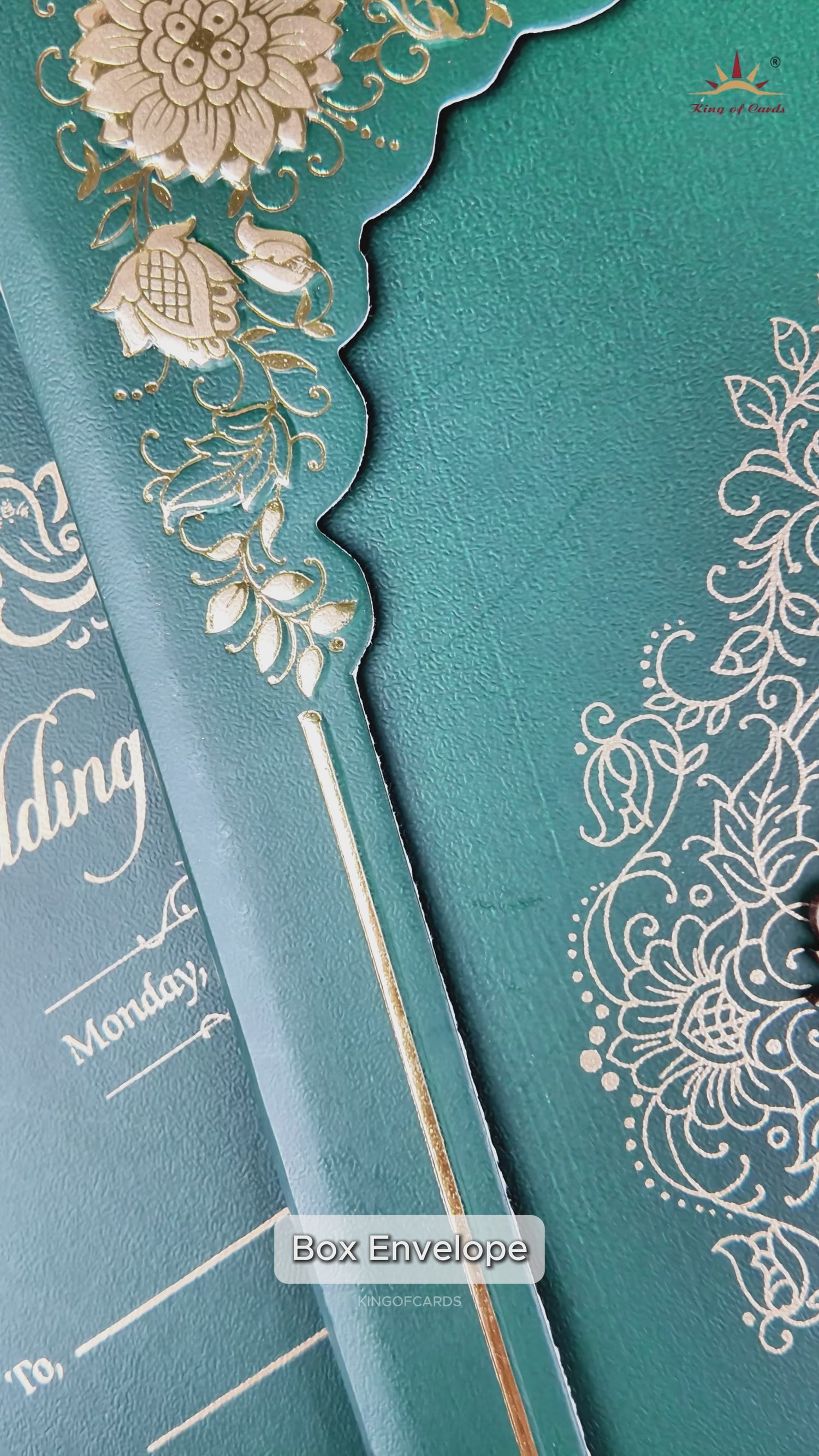 Royal Green Floral PaddedWedding Card-KRB09672