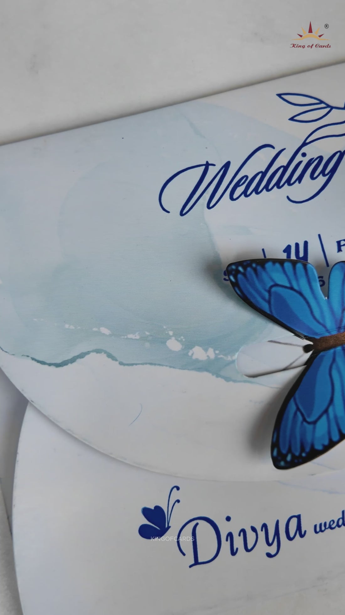 Blue Floral Butterfly Invitation Card-KNTH9601B