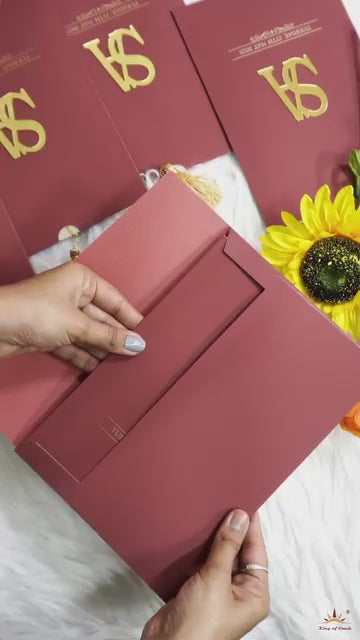 Wine Red Wedding Card-KRC30691