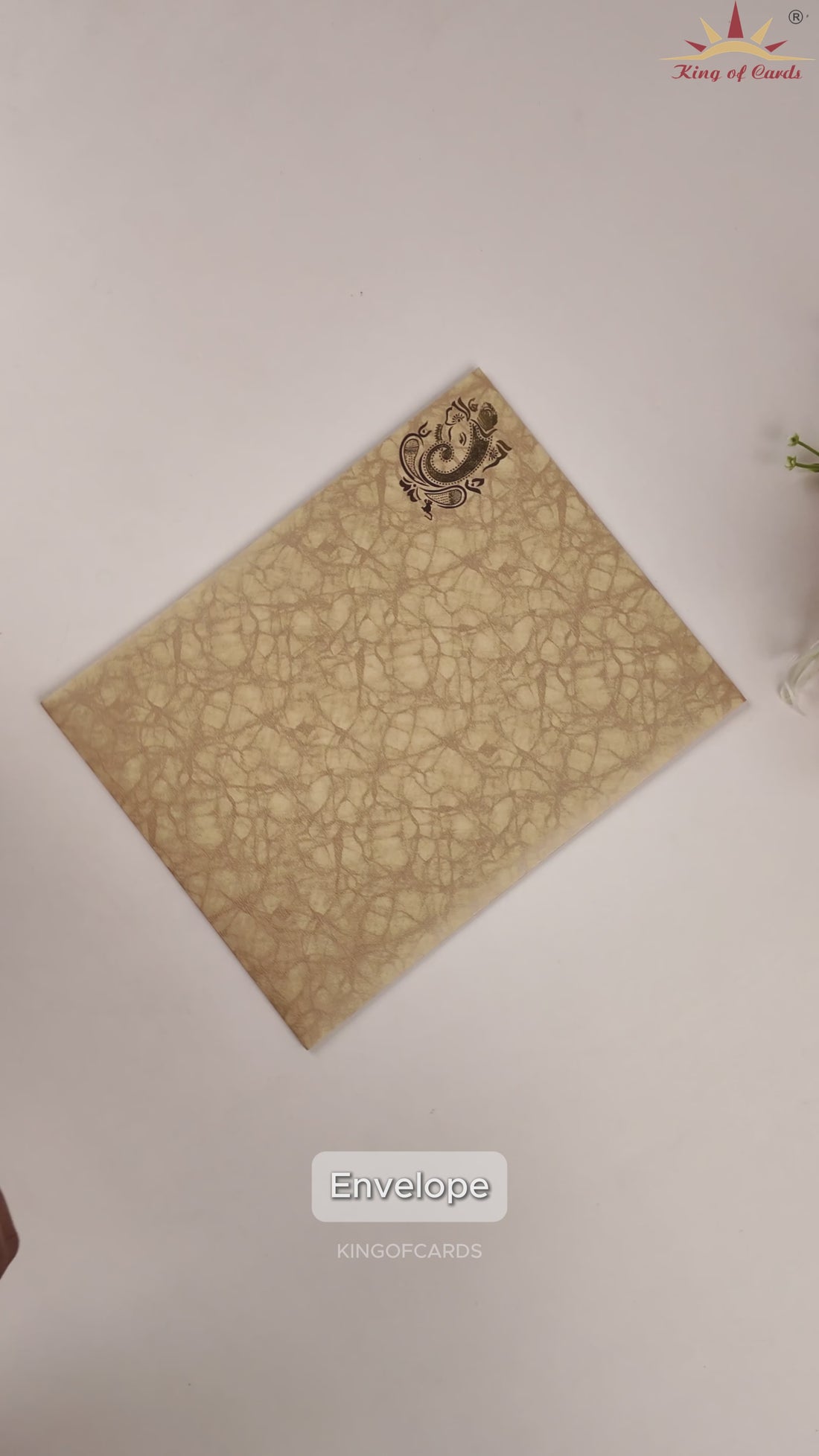 Golden Ganesha Laser-cut Wedding Card-KNKR5019B