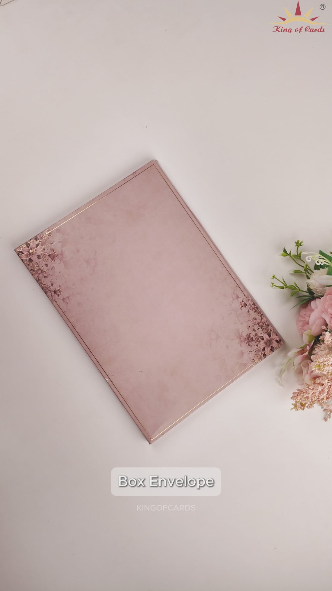 Pink Padded Floral Door Style Wedding Card - KAA06070