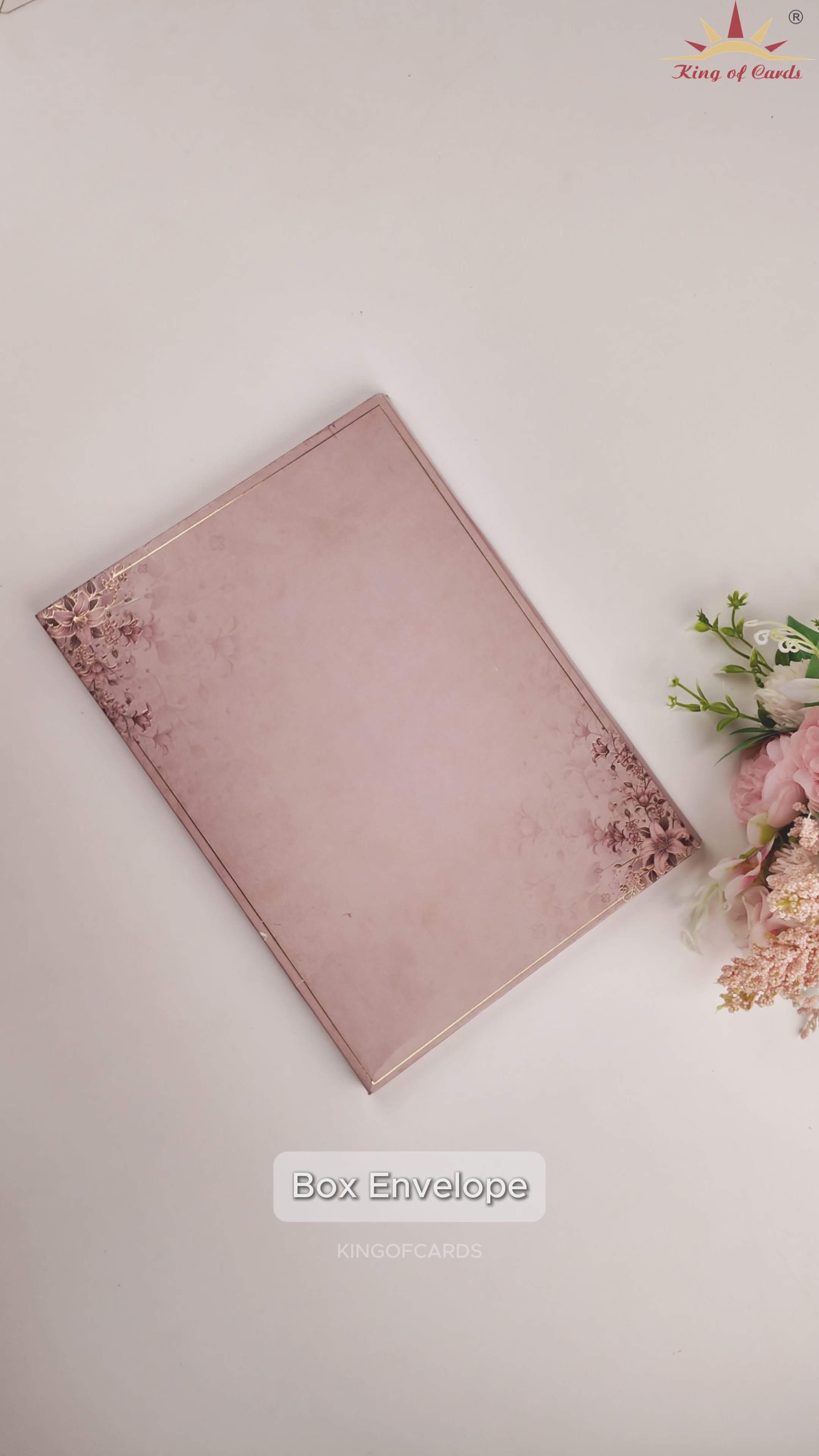 Pink Padded Floral Door Style Wedding Card - KAA06070