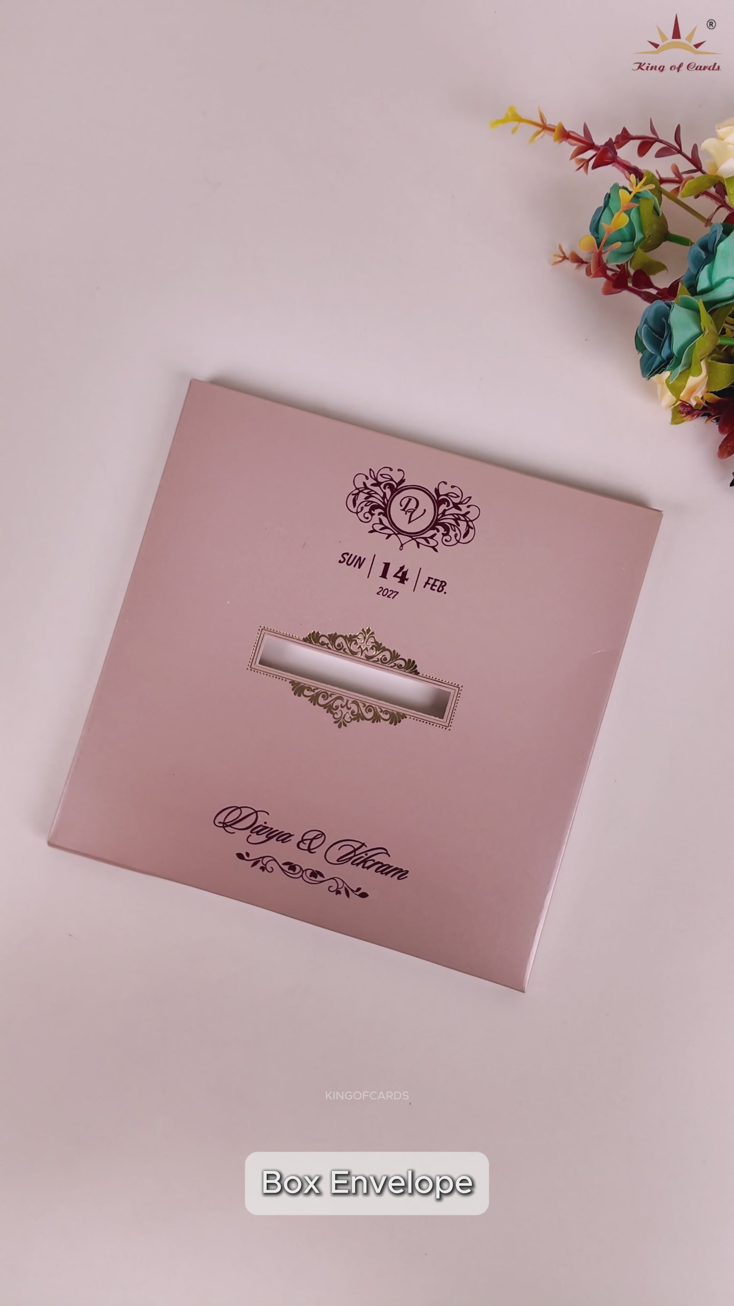 Pink Floral Lattice Wedding Card - KNRS6901