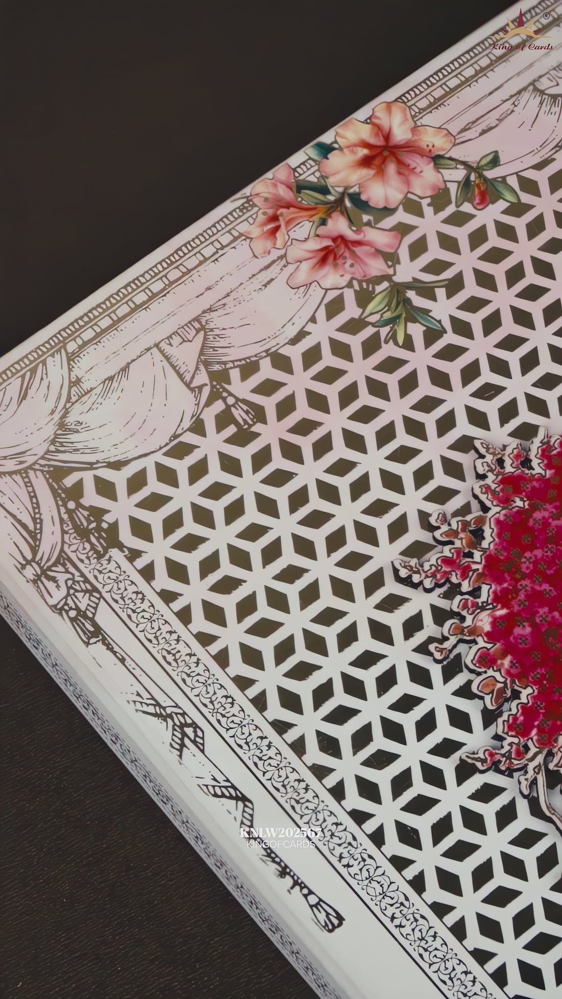 White Royal Floral Arch Premium Luxury Invitation - KNLW202567