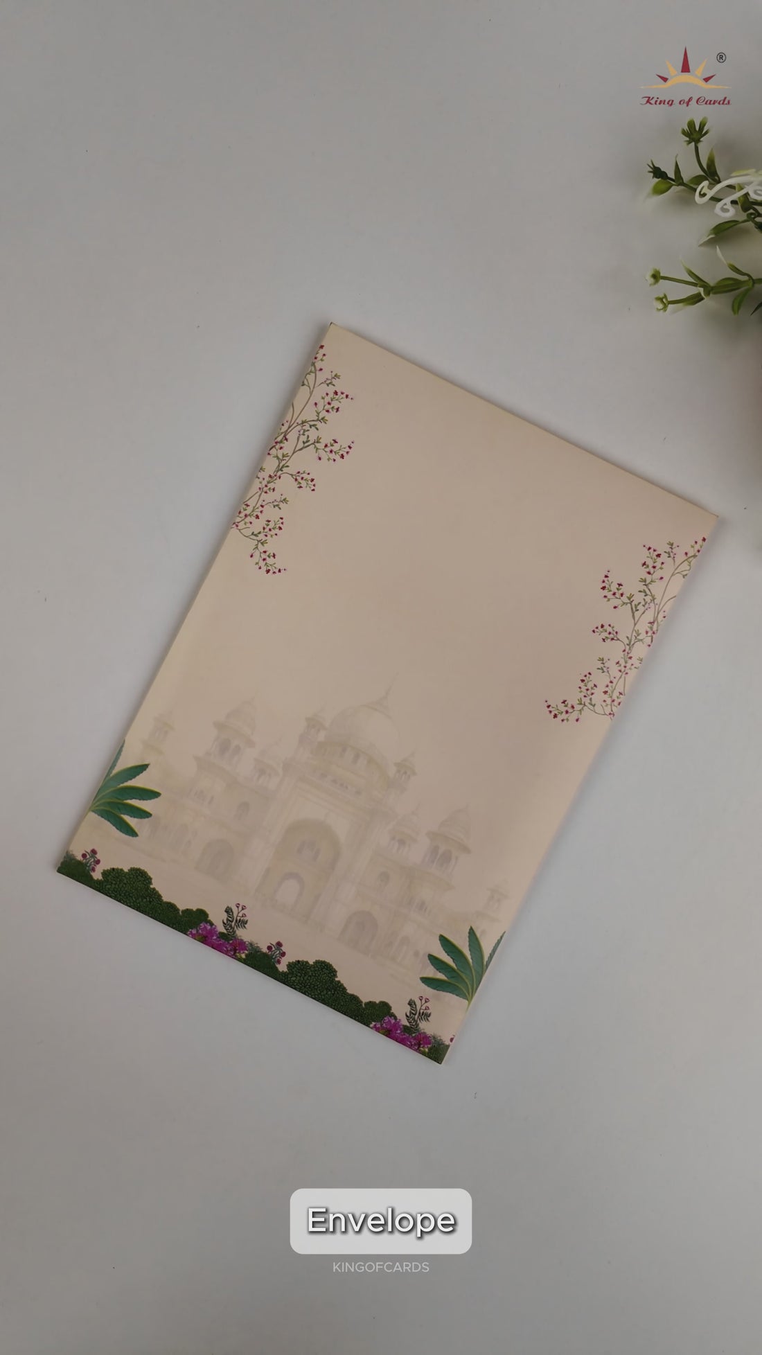 Cream Door-Style Peacock Wedding Card - KNKY2601