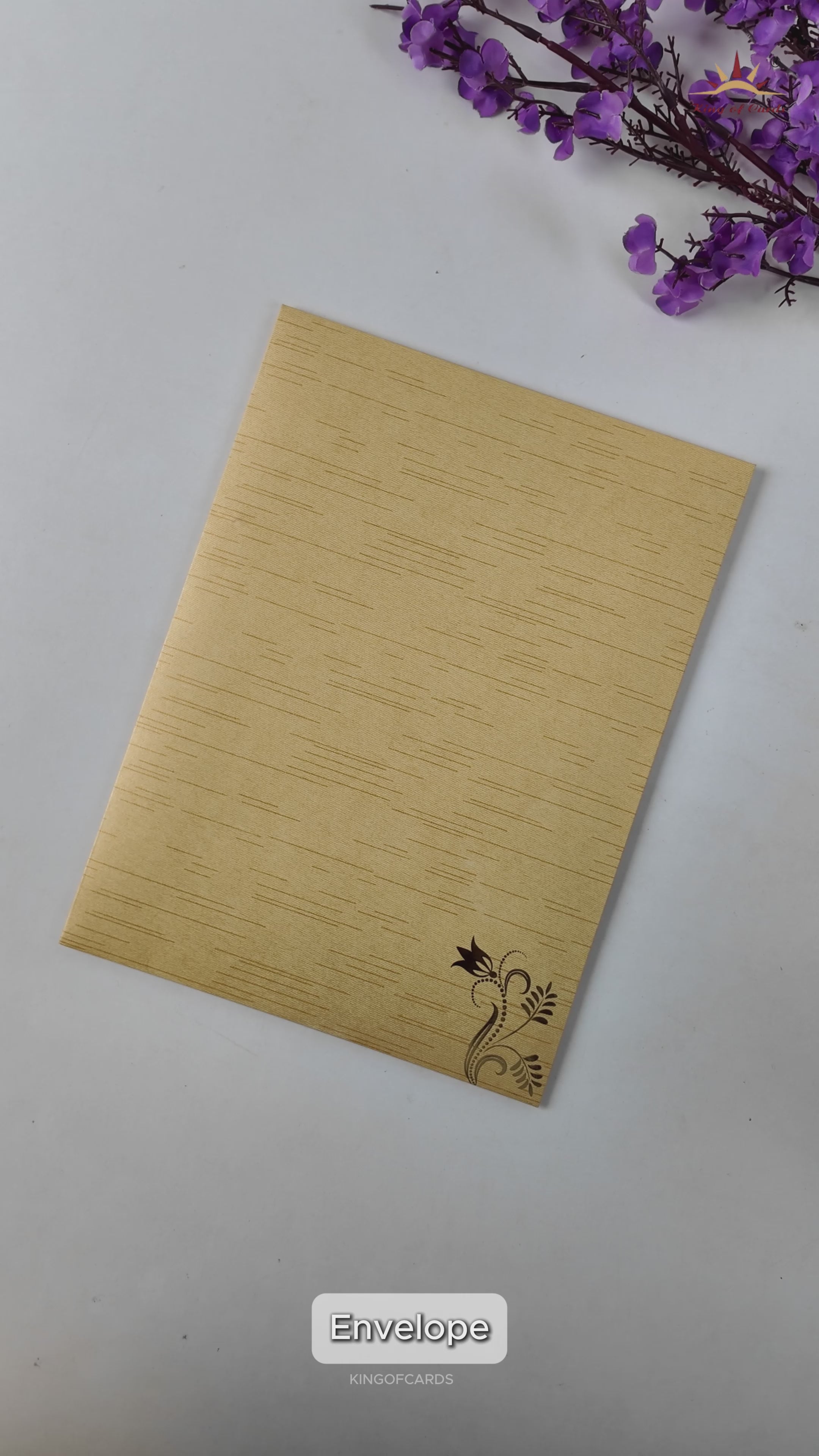 Gold Door Style Temple Design Wedding Card-KNM2901G.