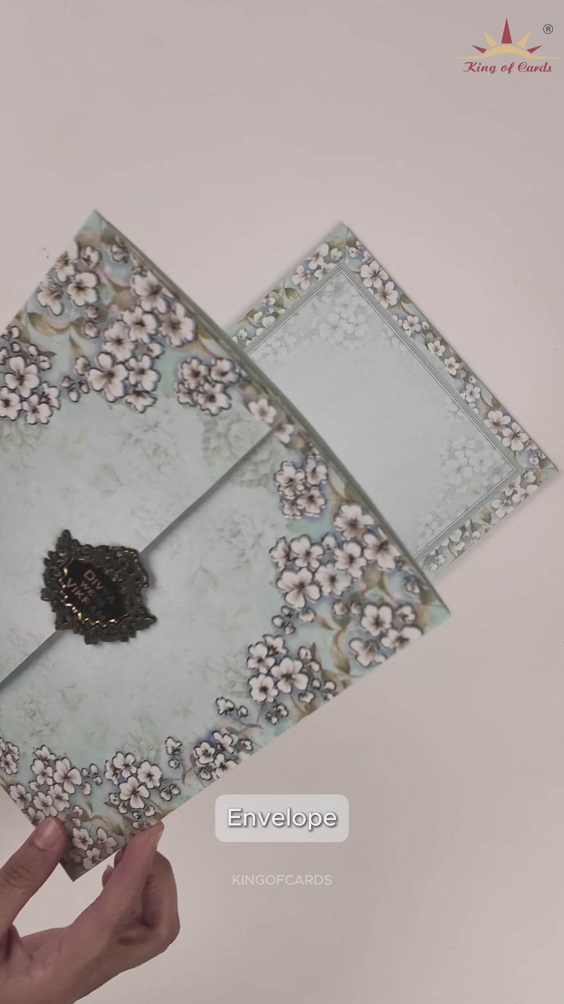 Blue Floral Door-Style Weddding Card - KNKC4072