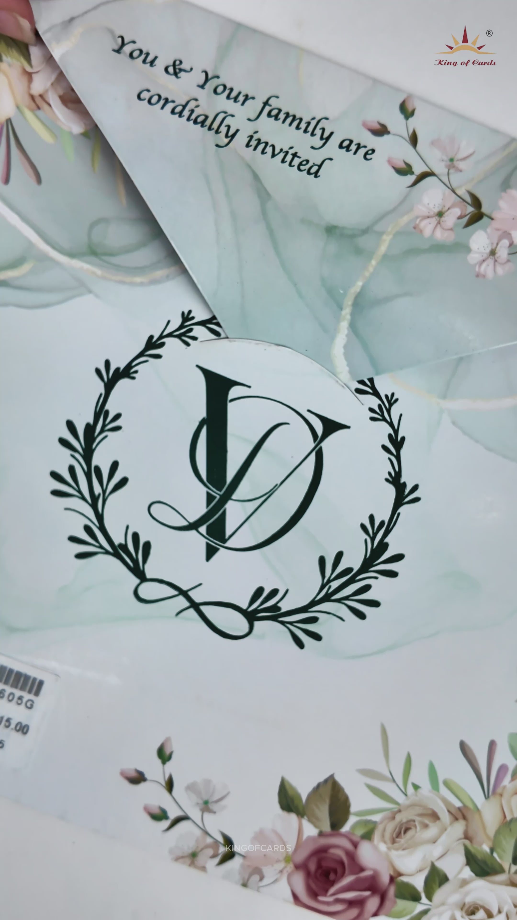 Pastel Green Floral Threefold Invitation Card-KNTH9605G