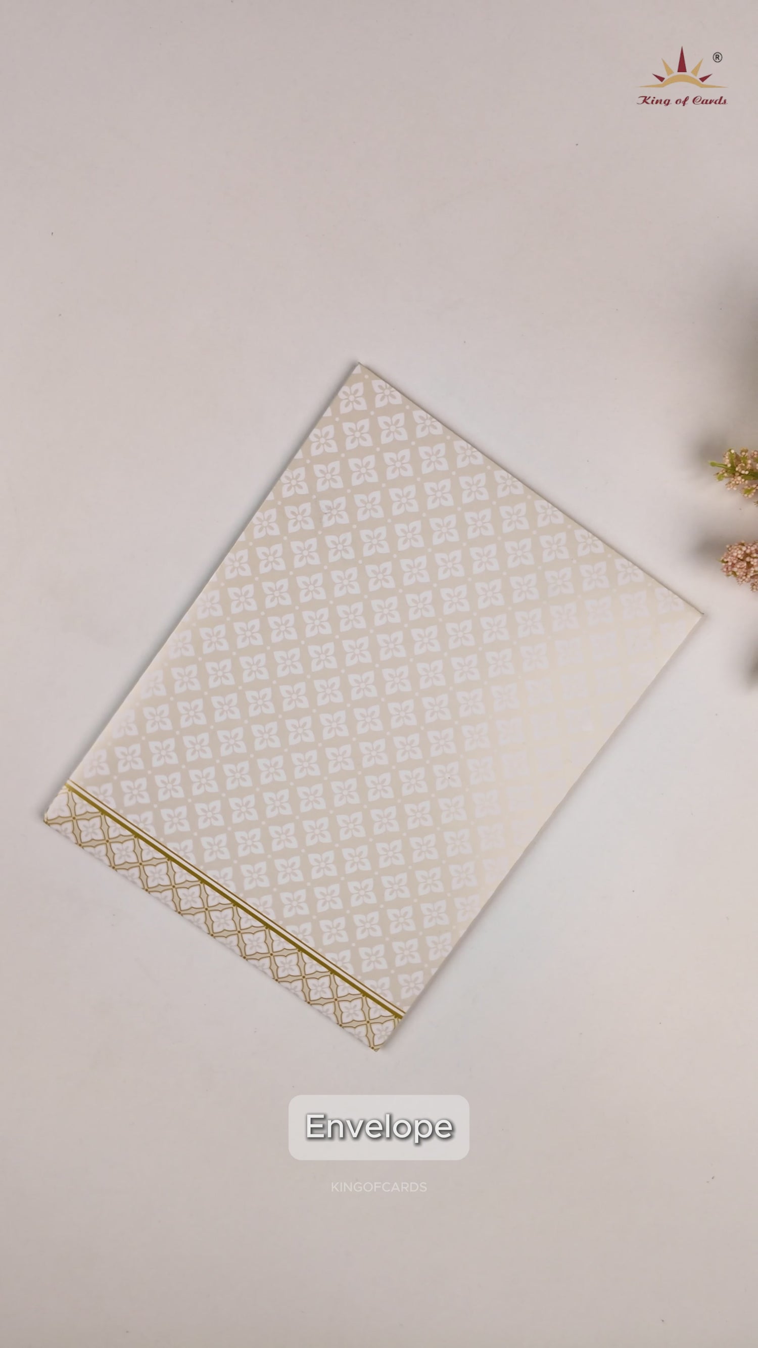 White Gold Floral Door Style Invitation Card - KNK7064W