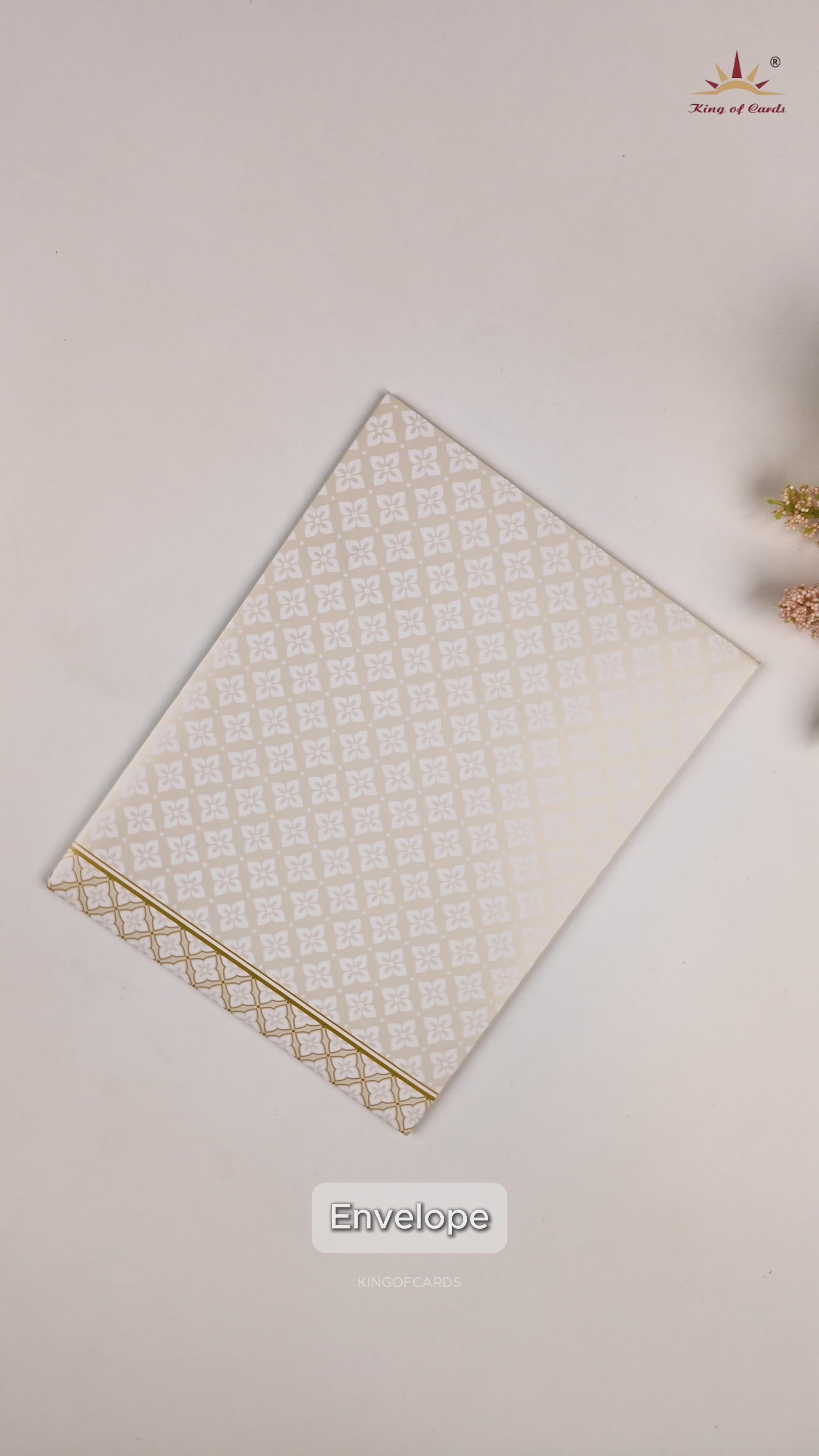 White Gold Floral Door Style Invitation Card - KNK7064W