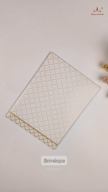 White Gold Floral Door Style Invitation Card - KNK7064W