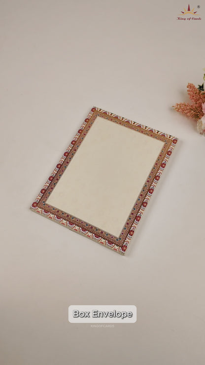 Cream Floral Padded  Round mandala Pattern Wedding card -KAA05720
