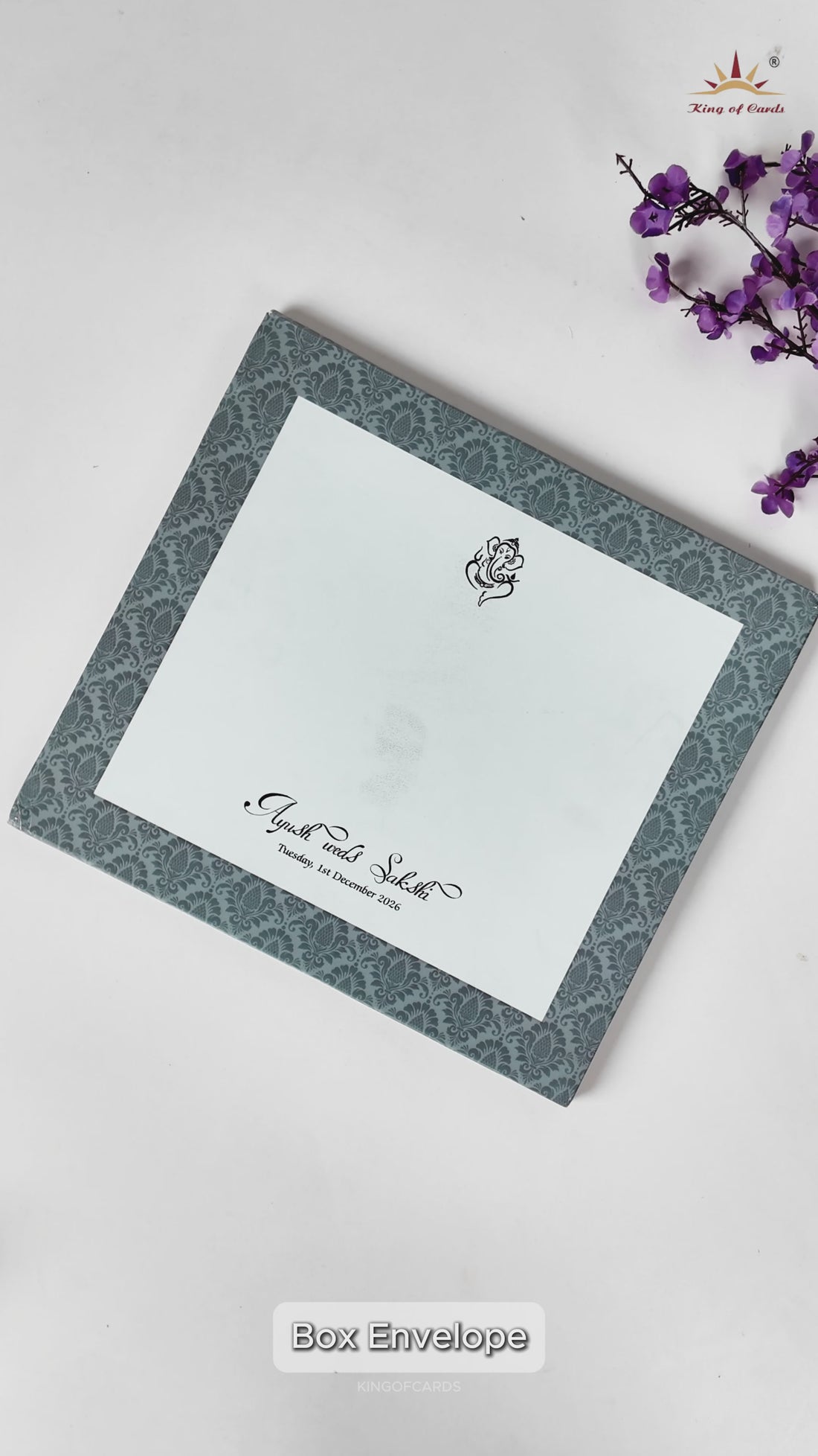 Blue Padded Floral Palace Wedding Card - KPR25060