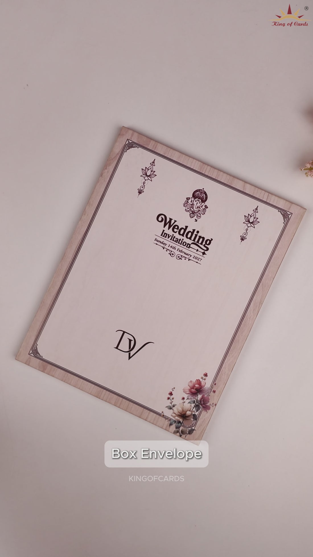 Cream Floral Door Style Wedding Invitation Card - KNKN6324