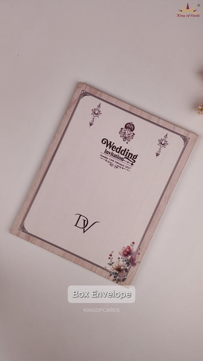 Cream Floral Door Style Wedding Invitation Card - KNKN6324