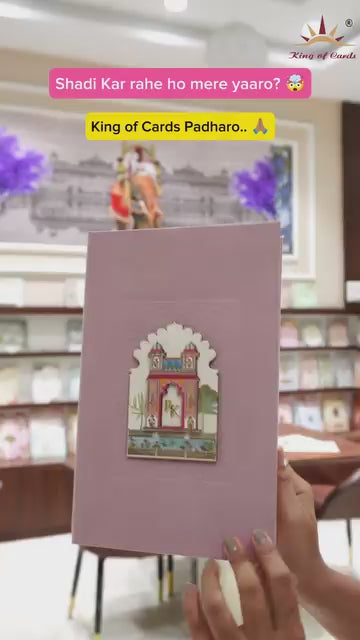 Pink Pop-Up Soft Fabric Wedding Card-KPR23950