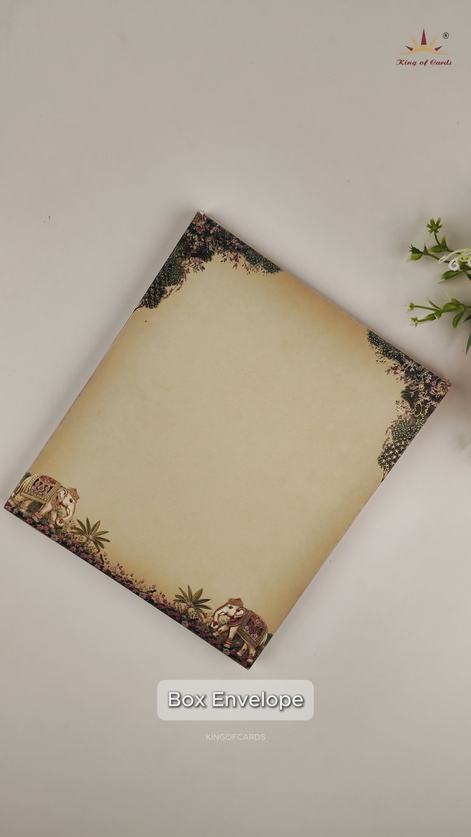 Green Elephant Jharokha Padded Wedding Card - KAA05840