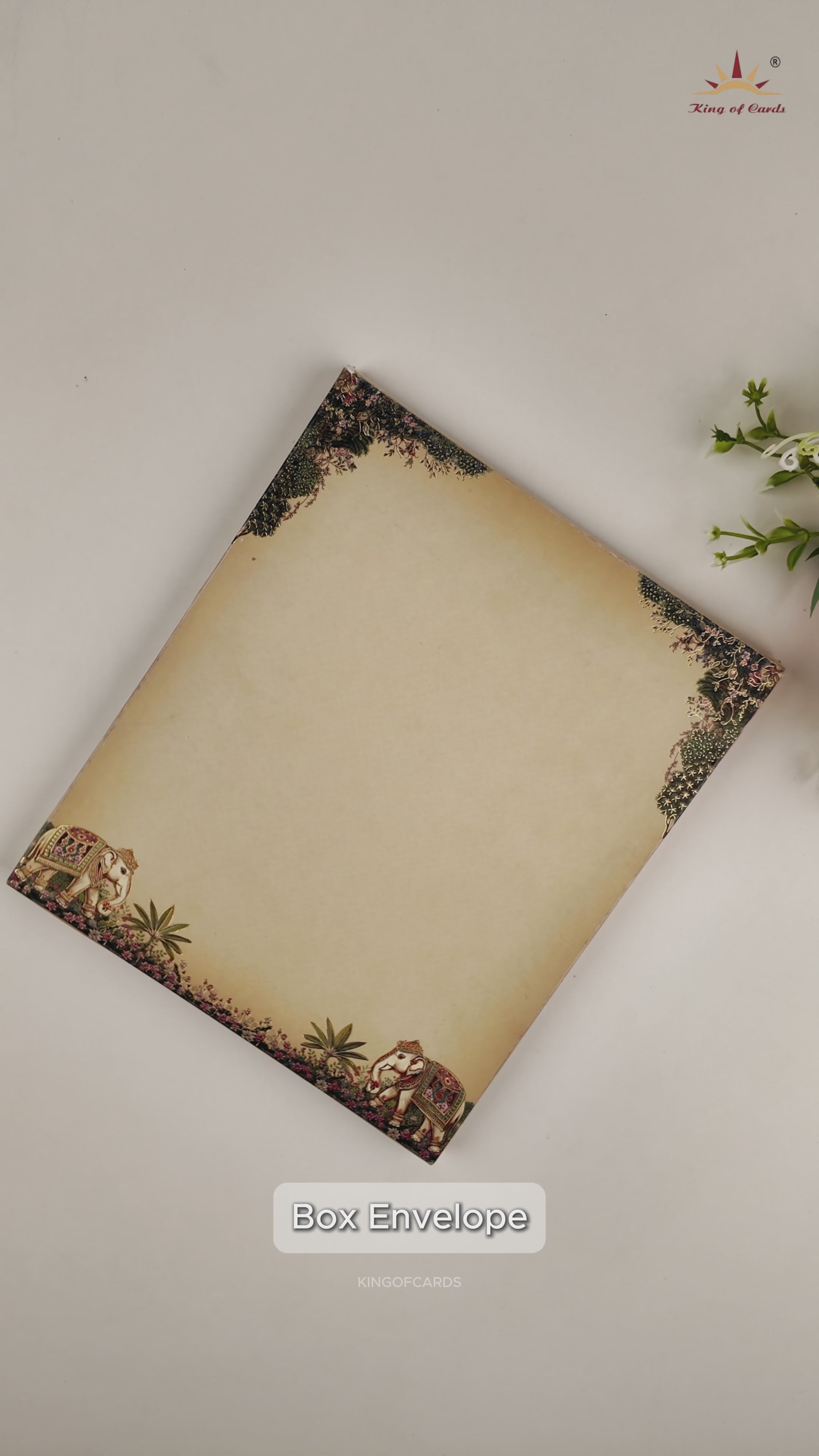 Green Elephant Jharokha Padded Wedding Card - KAA05840