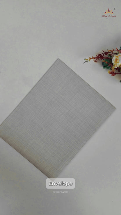 Grey Laser Cut Baraat Wedding Card - KNK9404G