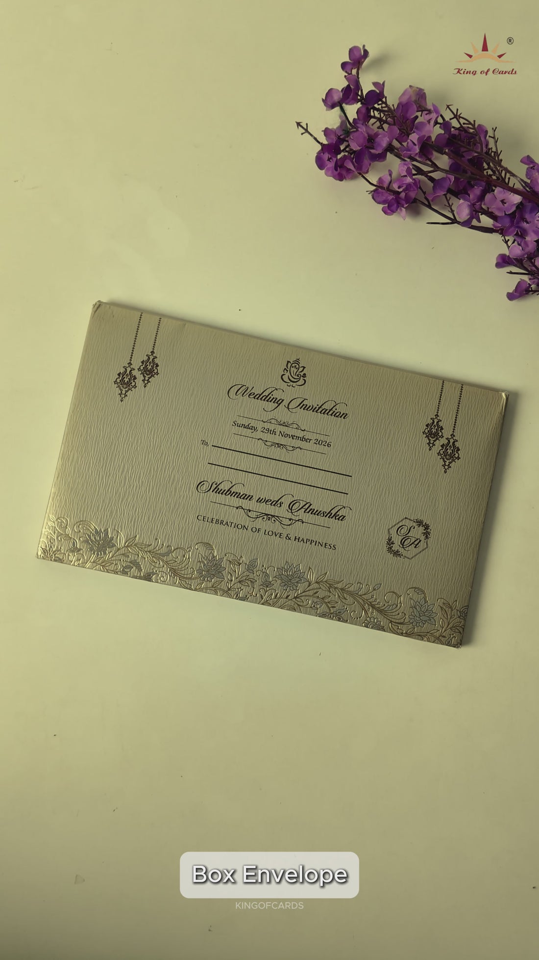 Grey Gold Door Style Padded Wedding Card-KRB09321