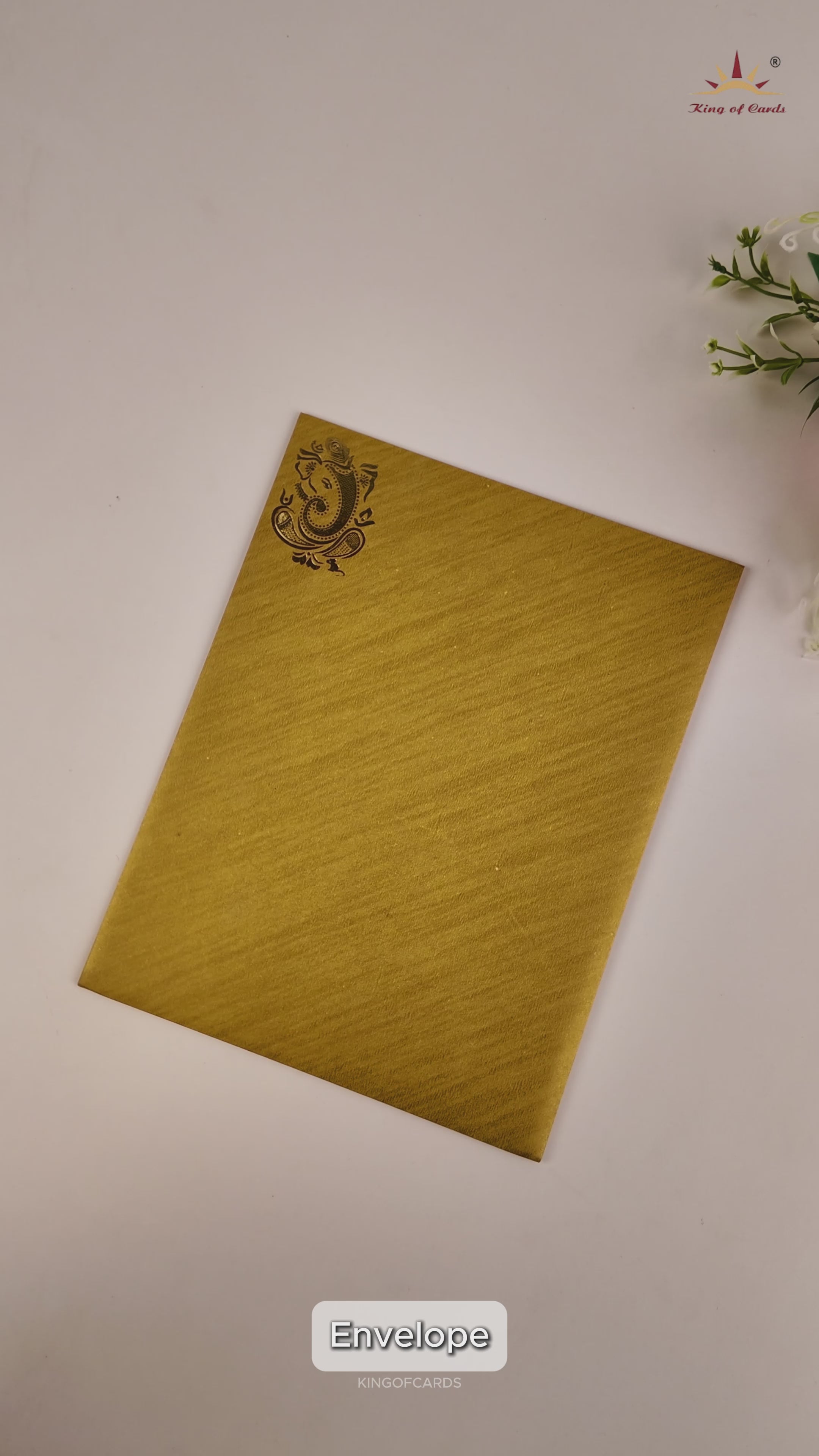 Gold Musical Ganesha Wedding Card - KNR5025G