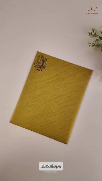 Gold Musical Ganesha Wedding Card - KNR5025G
