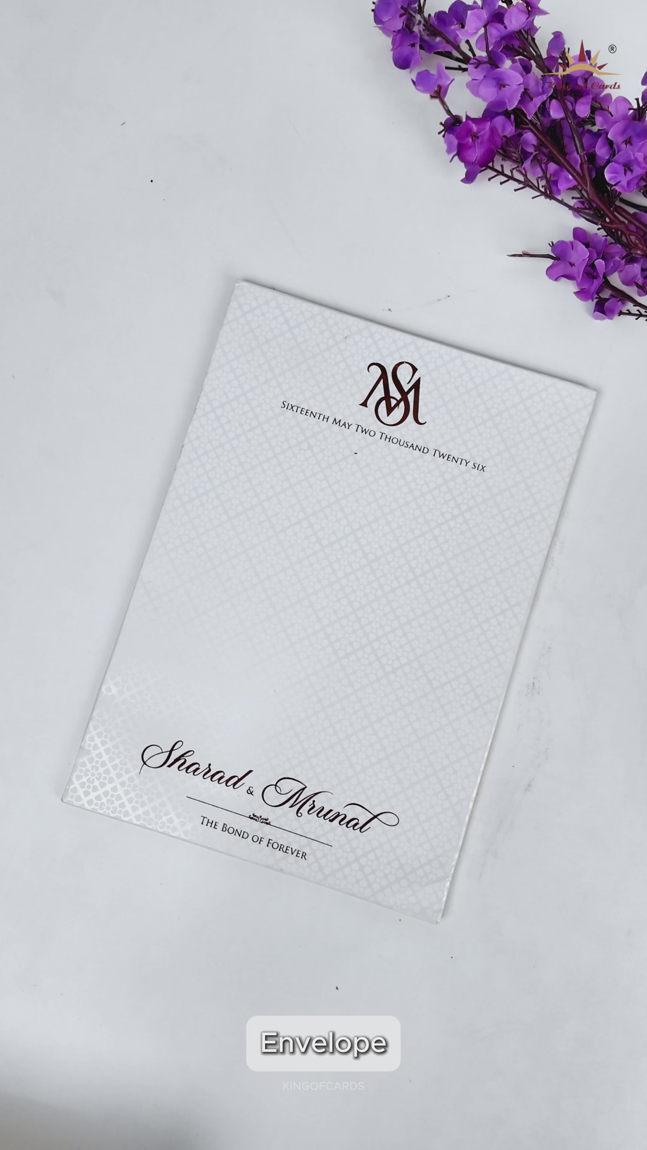 White Ganesha Procession Wedding card-KRE28640