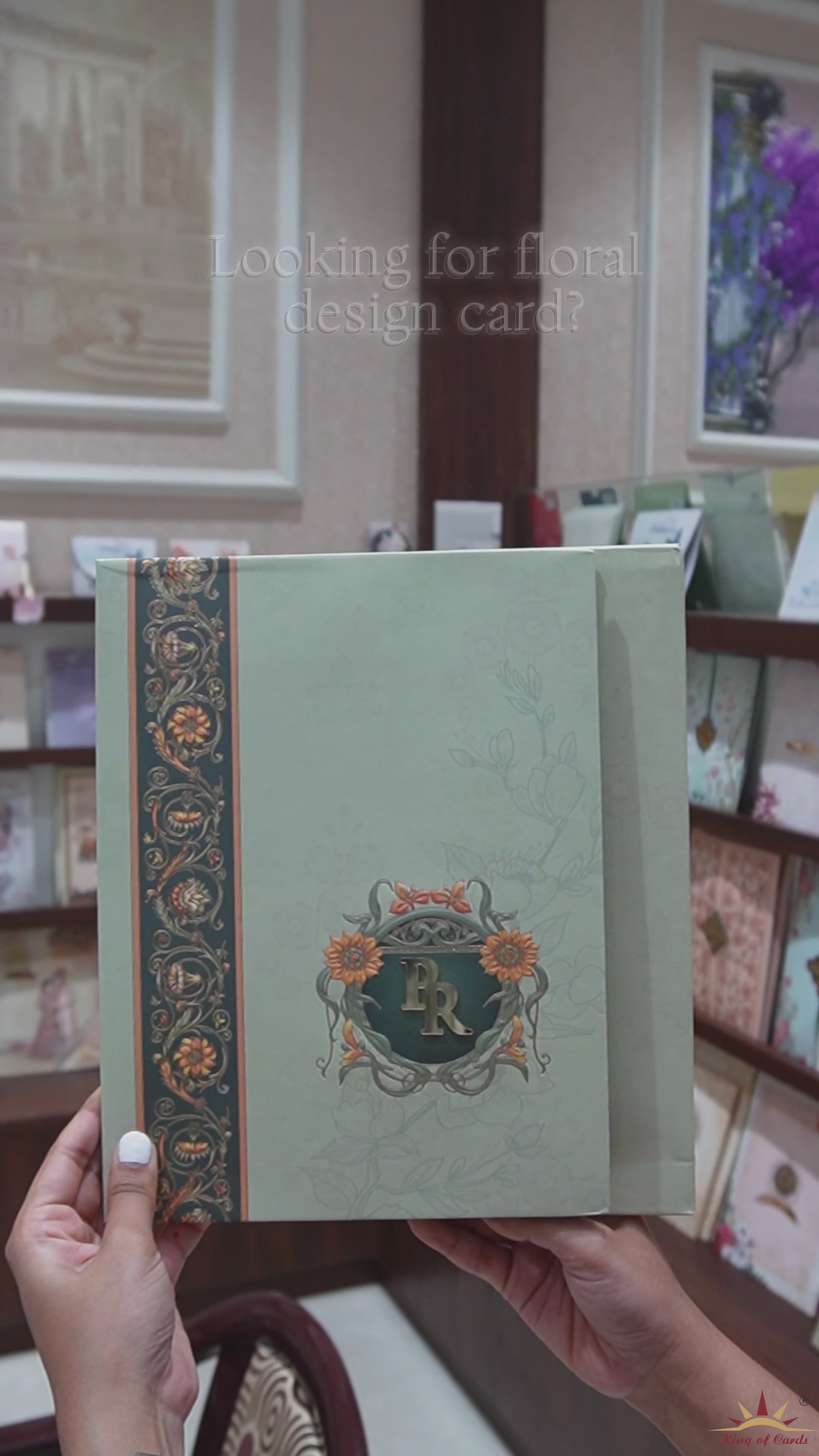 Light Green Floral Marriage Card-KPR09760