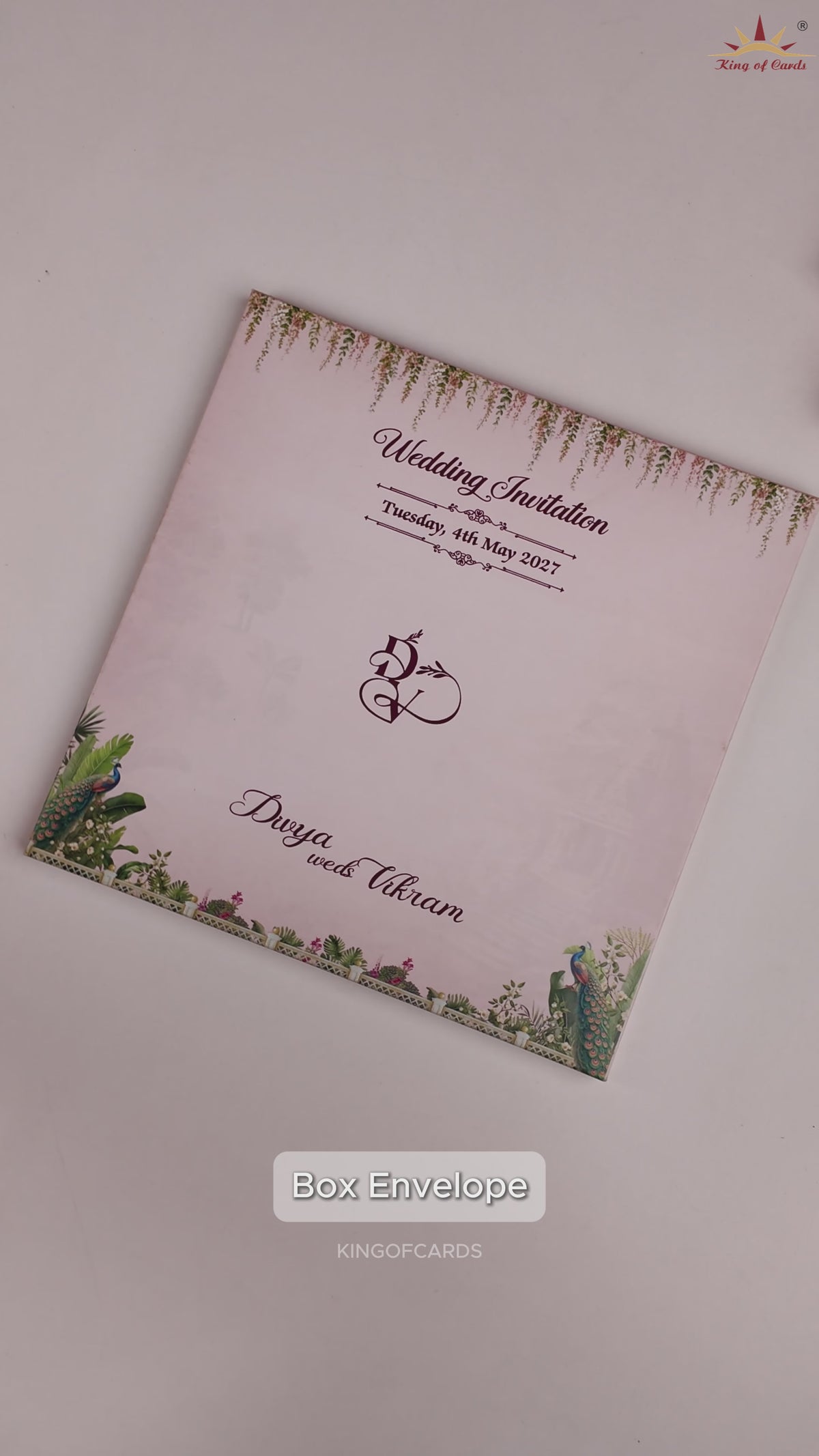Pastel Pink Royal Baraat Wedding Invitation Card - KNSR8812B