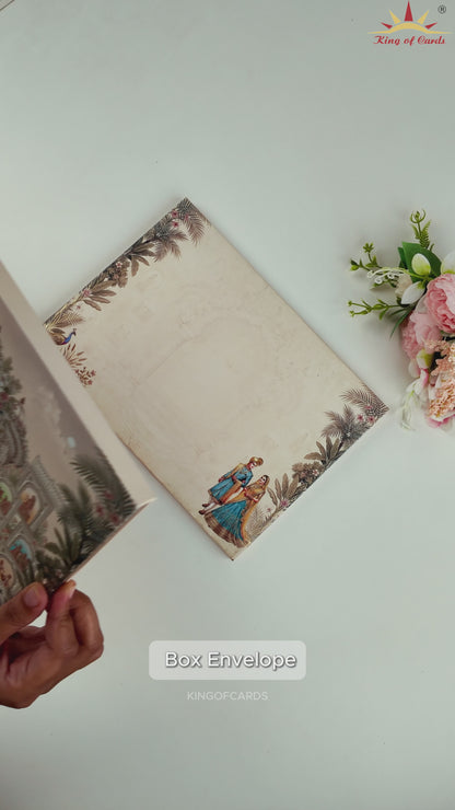 Beige Bride Groom Padded Wedding Card - KAA06110