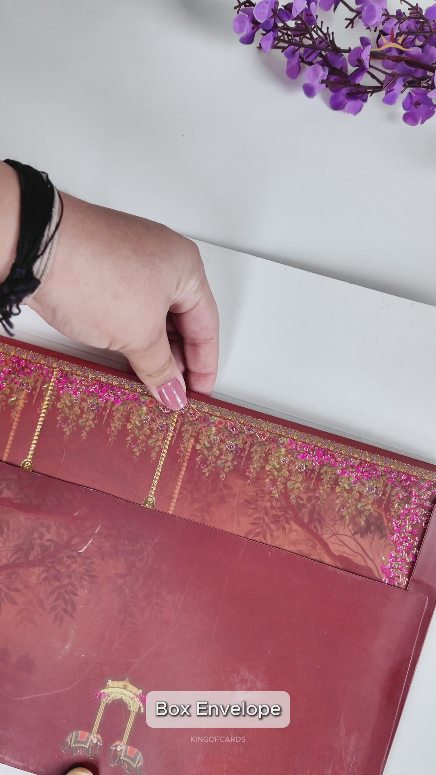 Royal Indian Palace Padded Wedding Card-KRE28000