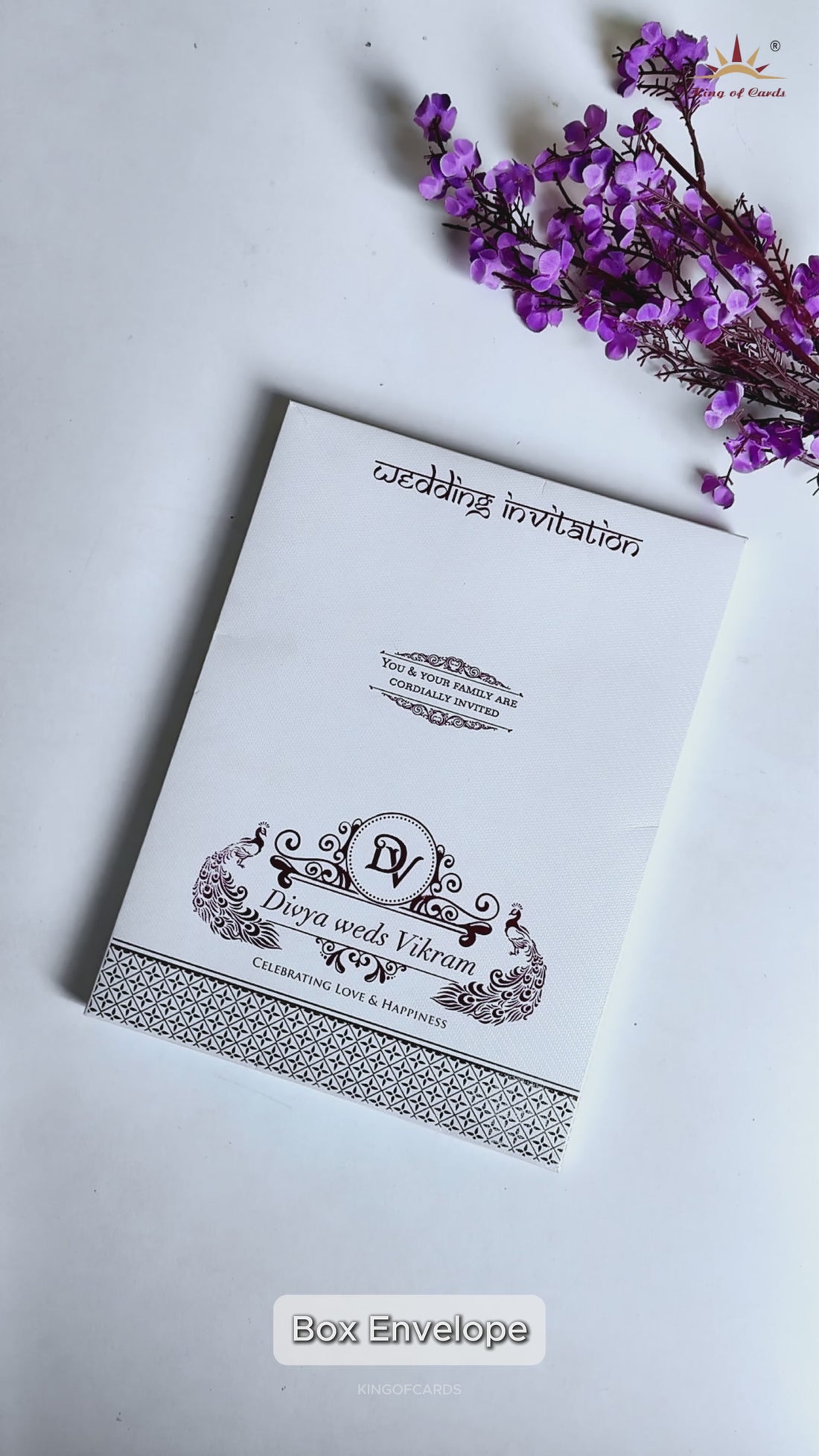 White Gold Floral Padded Wedding Card-KNSW8606