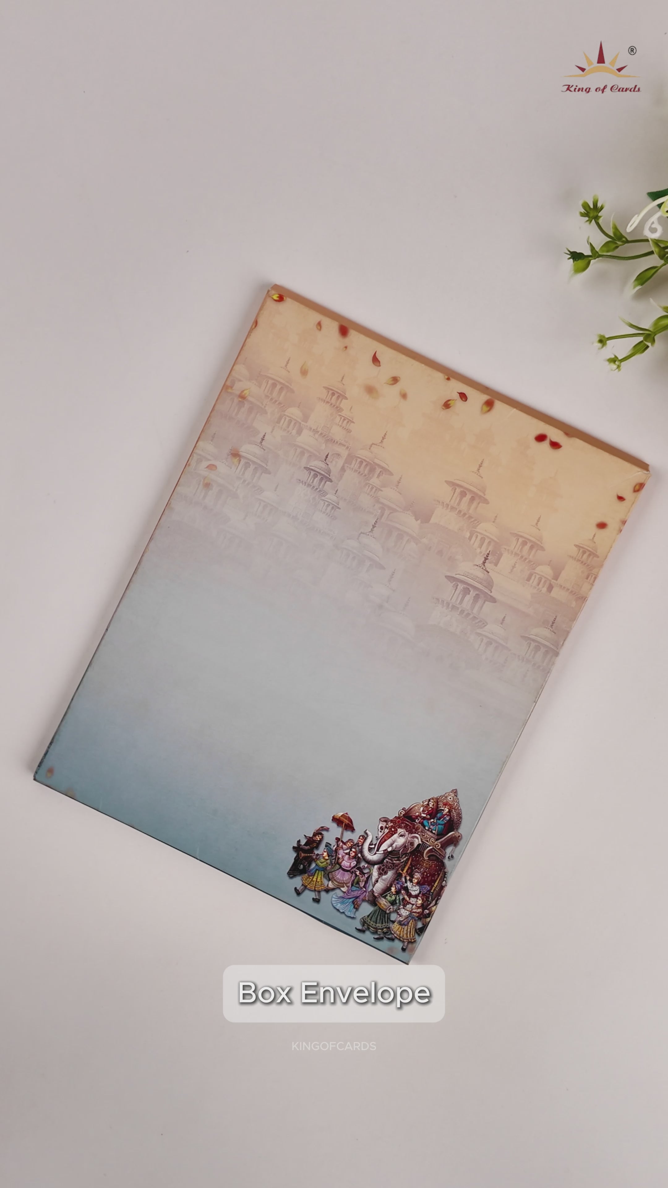 Blue Royal Elephant Baraat Wedding Card - KAA05170