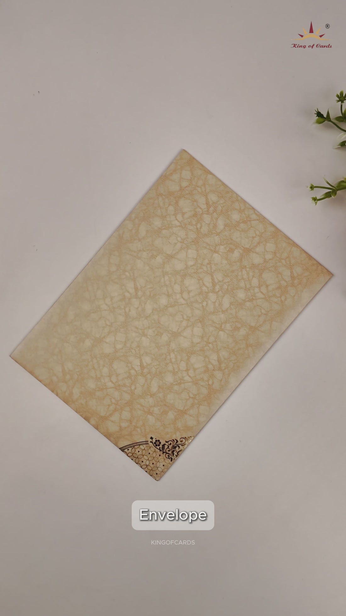Gold Oval Floral Ganesha Wedding Card - KNKR042B