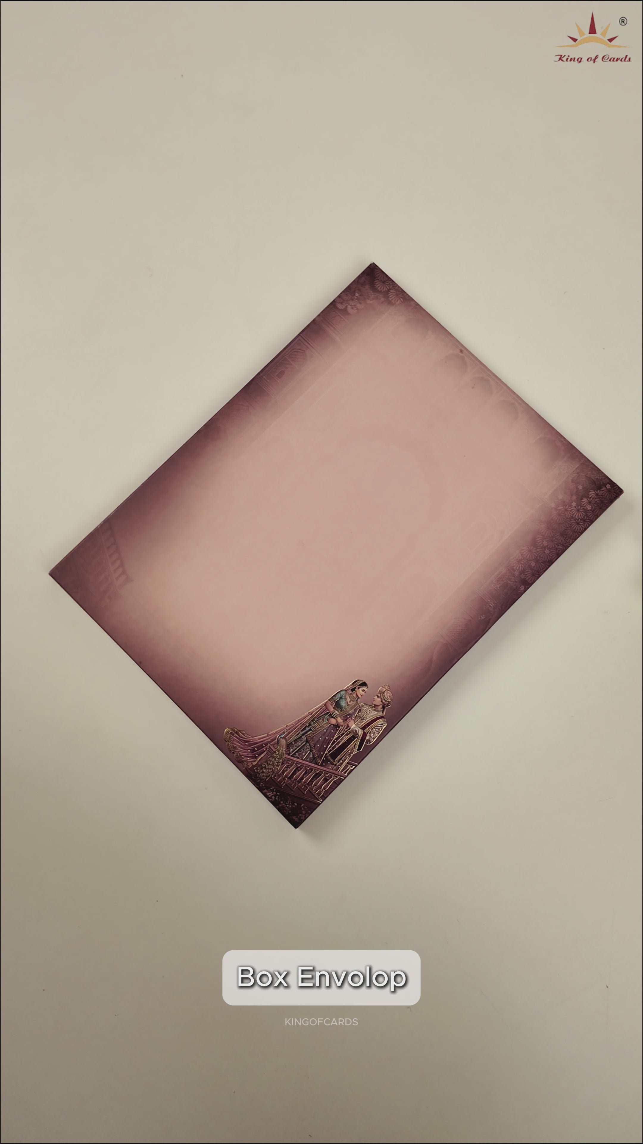 Wine Royal Bride Groom Padded Wedding Card - KAA05820