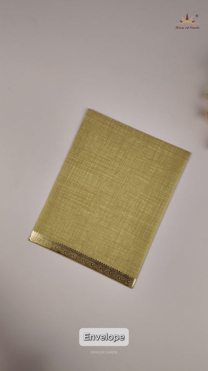 Gold Metallic Floral Wedding Card - KNK50122