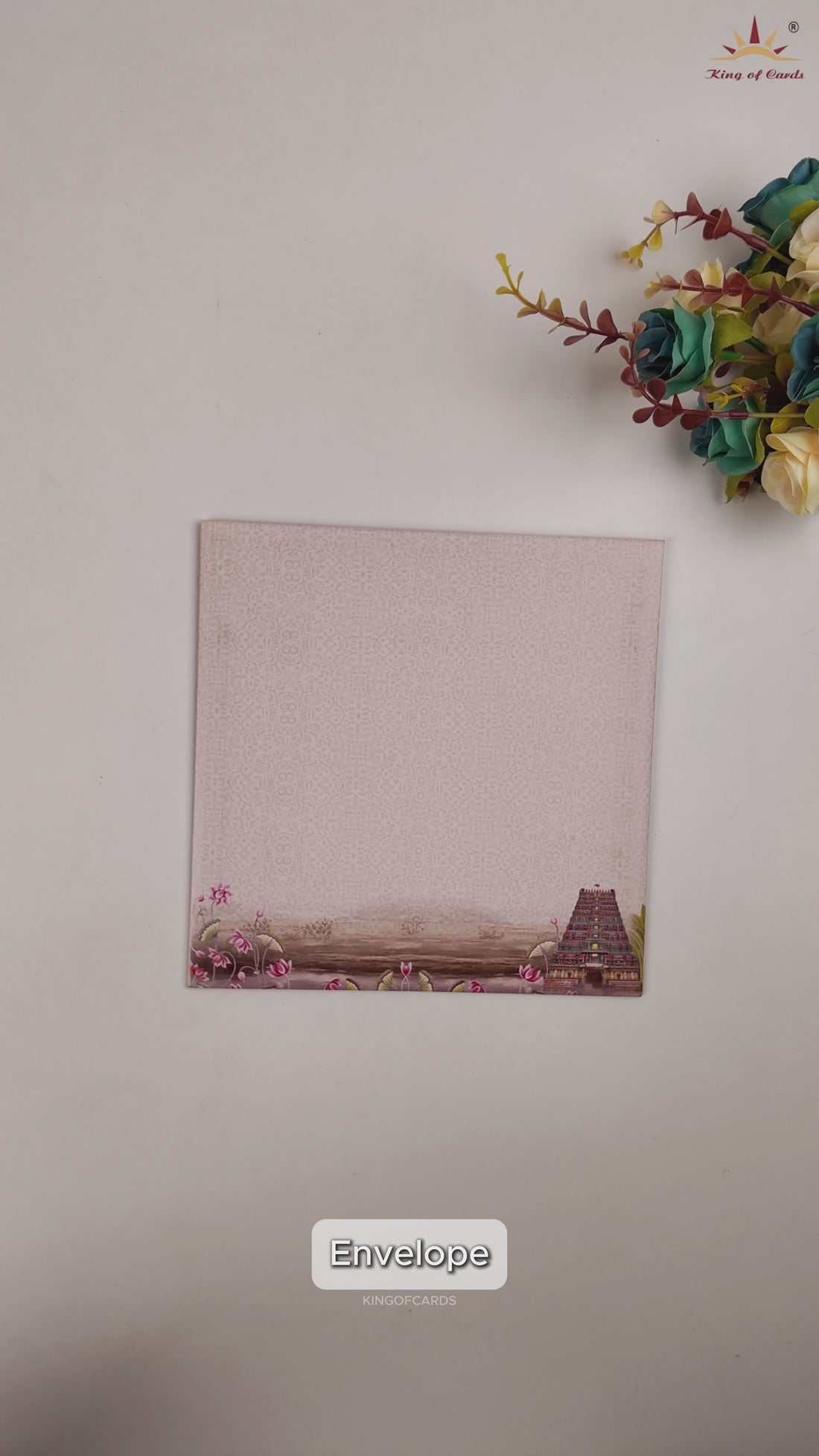 Pink Temple Theme Wedding Card-KNSN6707P