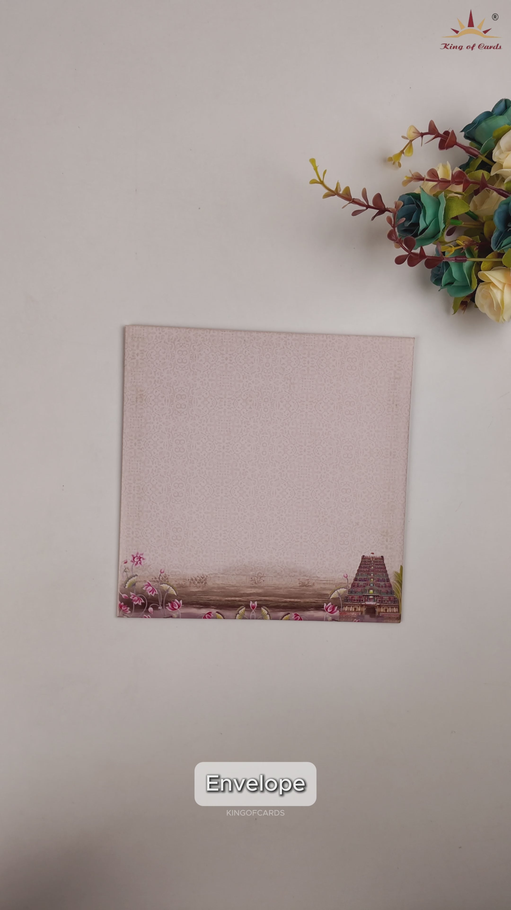 Pink Temple Theme Wedding Card-KNSN6707P
