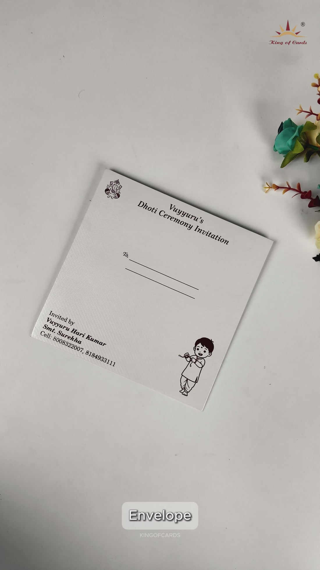 White Dhoti Ceremony Invitation Card - KNKS2302D