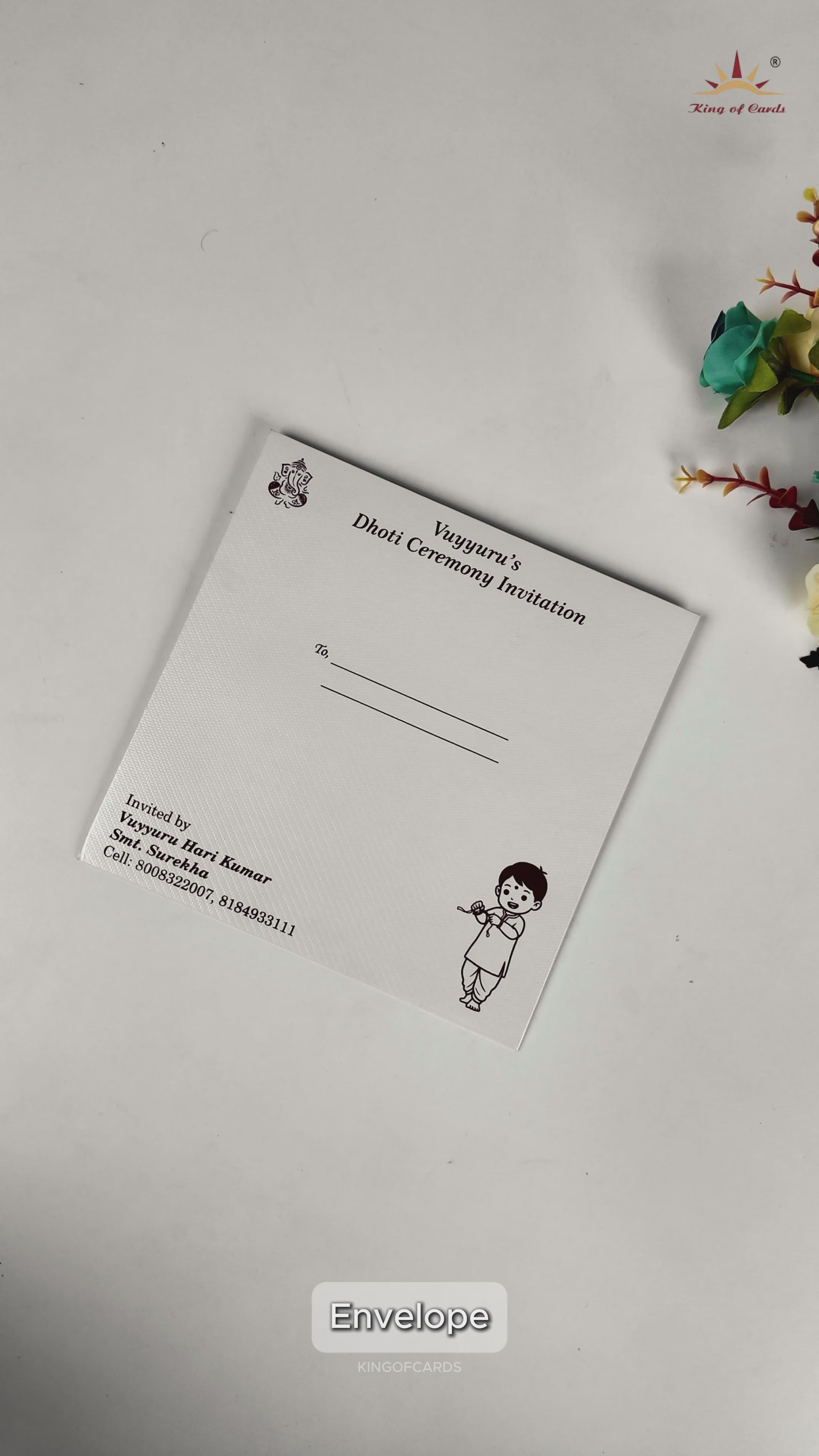White Dhoti Ceremony Invitation Card - KNKS2302D