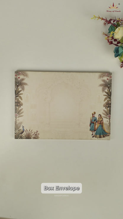Beige Floral Bride Groom Wedding Card - KAA05270
