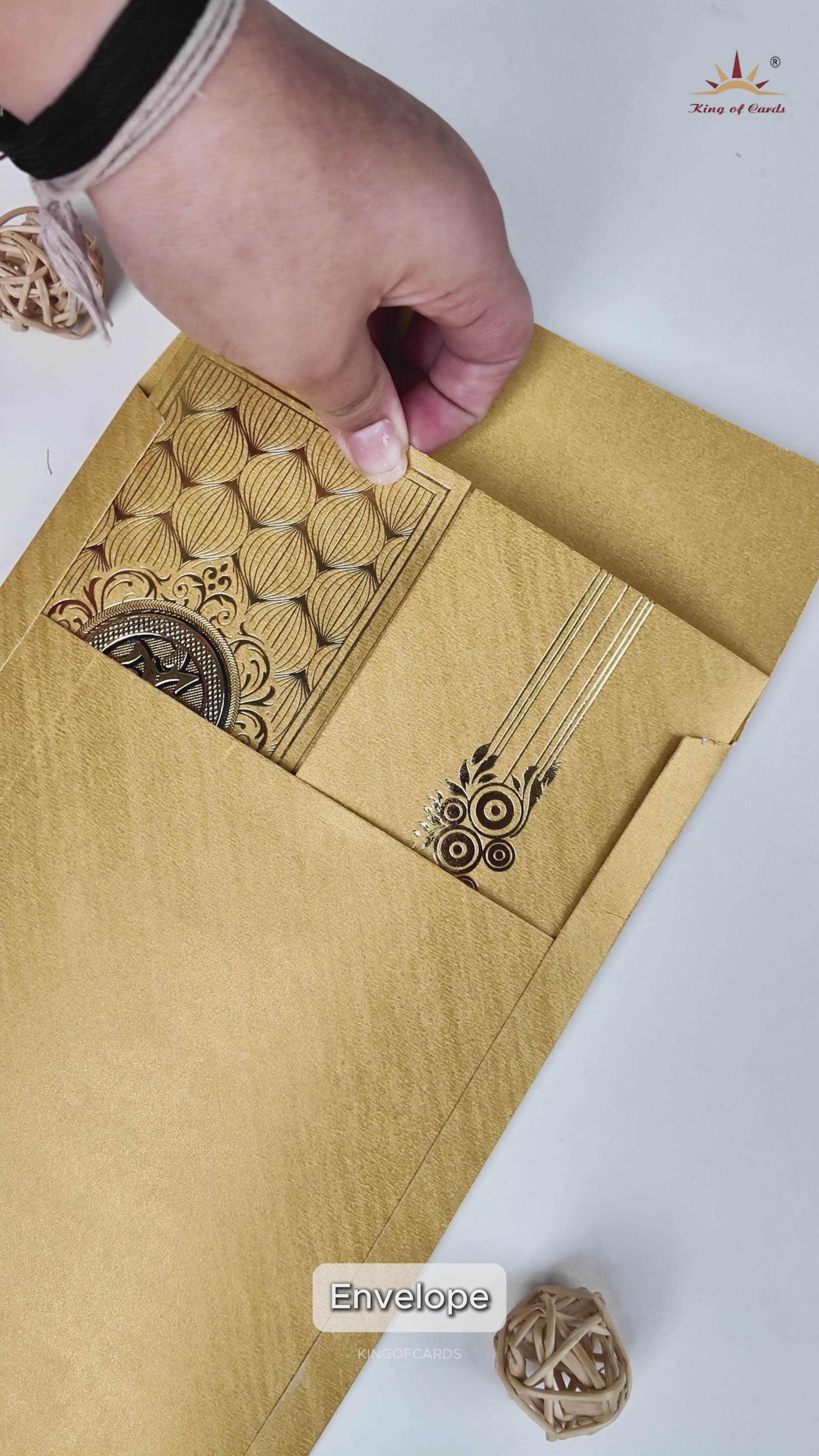 Gold Couple Gatefold Wedding Card-KNCM045G