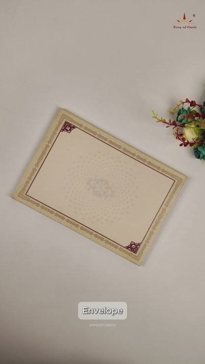 Royal Blue Lotus Door Style Wedding Card - KAA05380