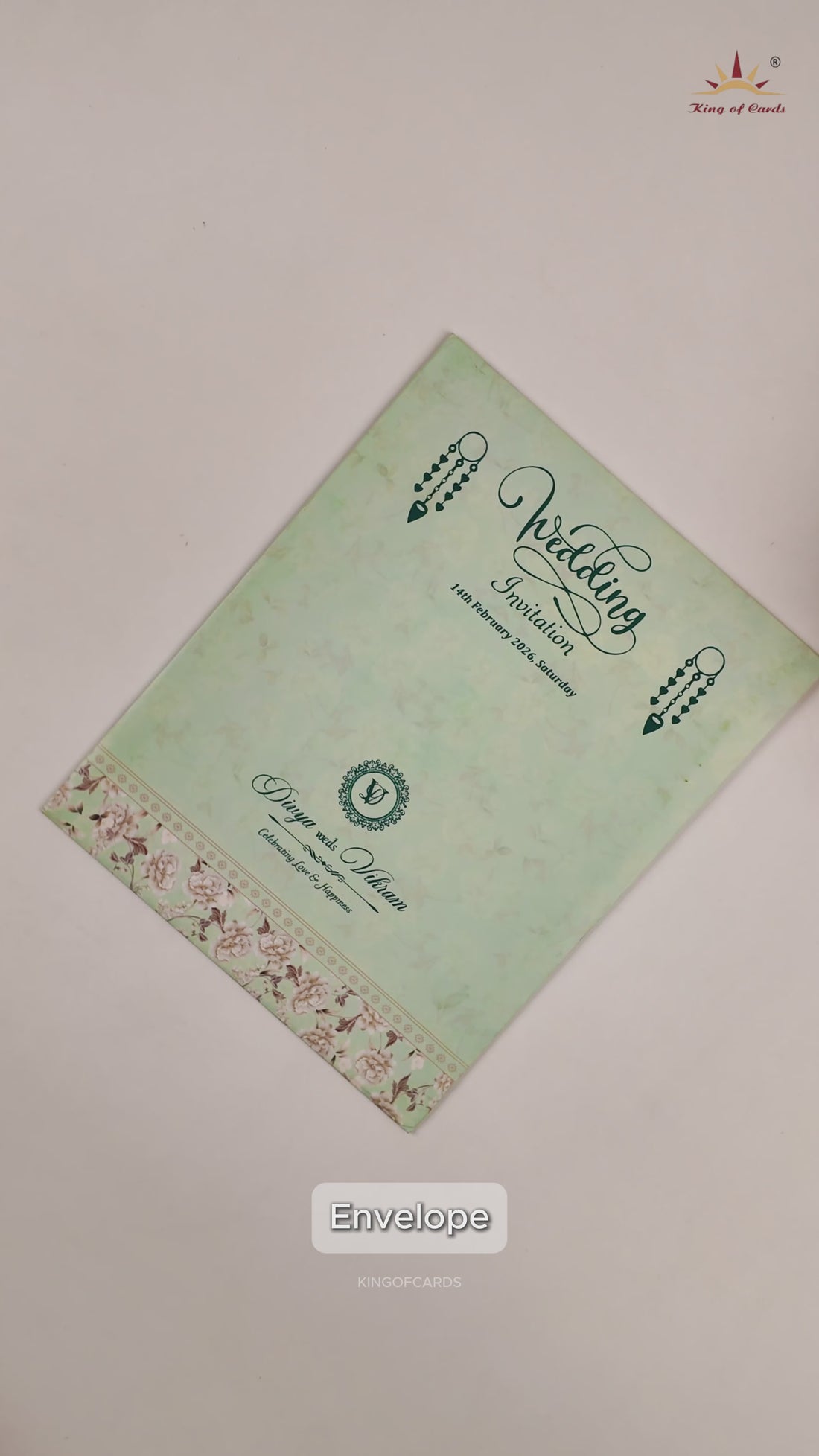 Pastel Green Floral Door-Style Invitation Card-KNKJ1143
