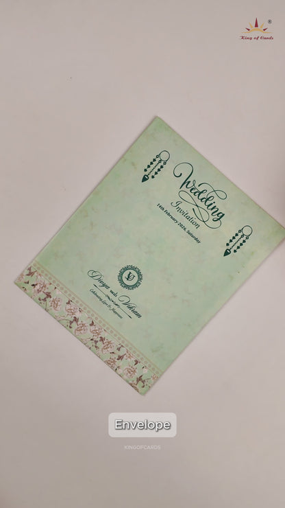 Pastel Green Floral Door-Style Invitation Card-KNKJ1143